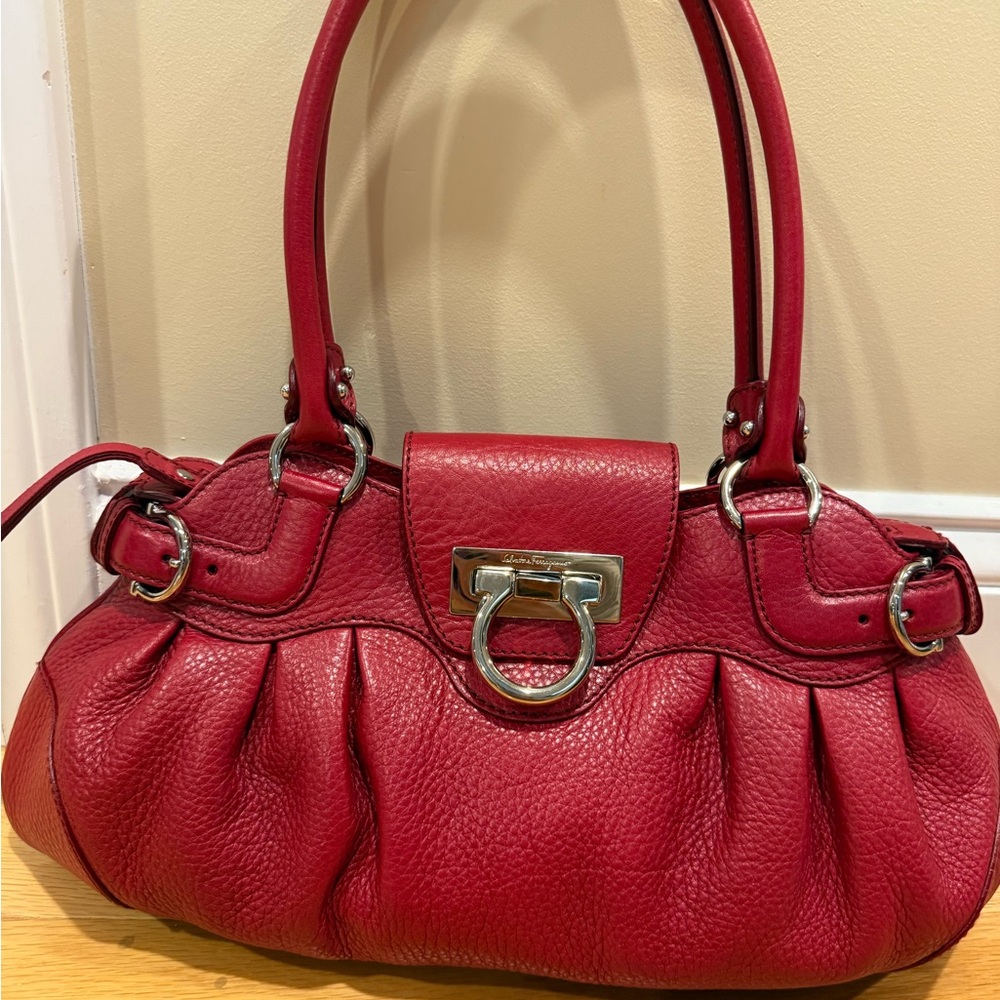 Salvatore Ferragamo Top Handle Bag Red Leather